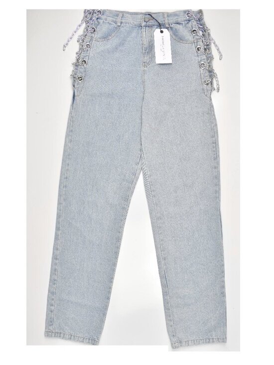 Nichole Lynel Denim - Nichole Lynel Chain Embellished High Rise Jeans NEW - L